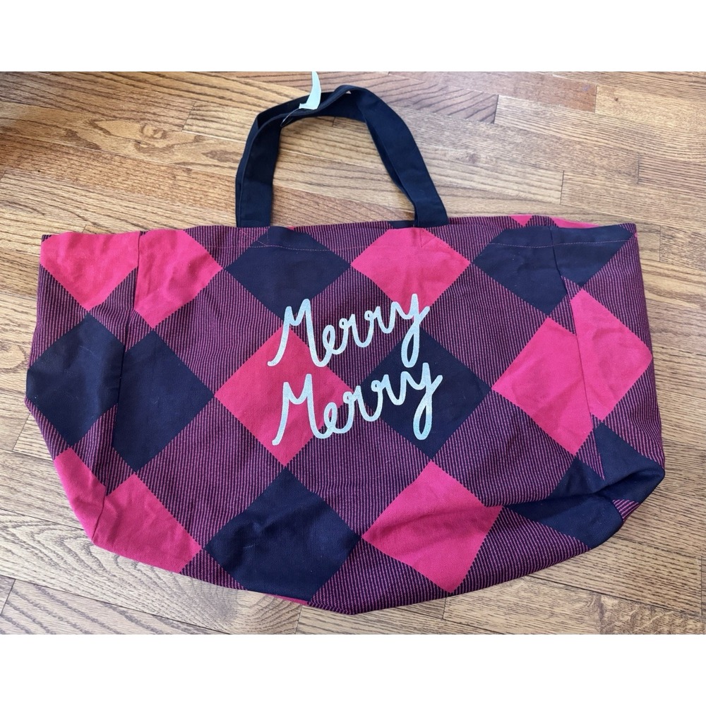 LOFT Red & Black buffalo plaid‎ holiday Christmas Extra Large Tote bag